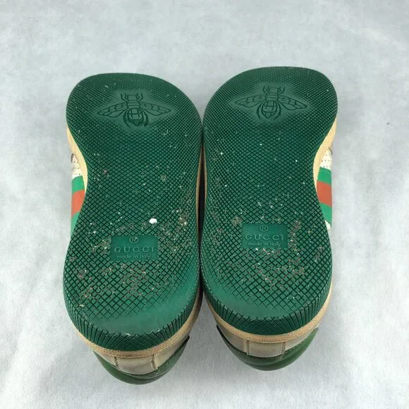 Gucci Ace Web Stripe Sneakers White Green Women’s Size 35.5 - Picture 9 of 11